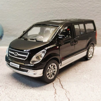 1:32 Модель легкосплавного автомобиля Hyundai H-1 Grand Starex MPV, модель игрушечного автомобиля из литого металла с высокой имитацией звука и света, подарок для детей