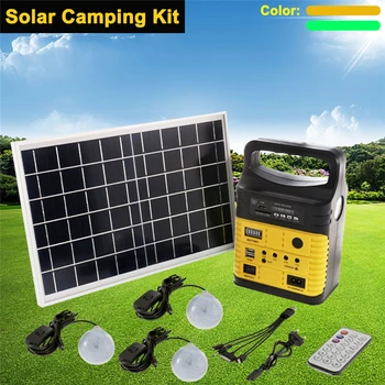 1 Комплект Портативного солнечного генератора Наружного питания Мини-солнечная панель постоянного тока 6V-9Ah, Свинцово-кислотная Зарядка аккумулятора, Светодиодная система освещения