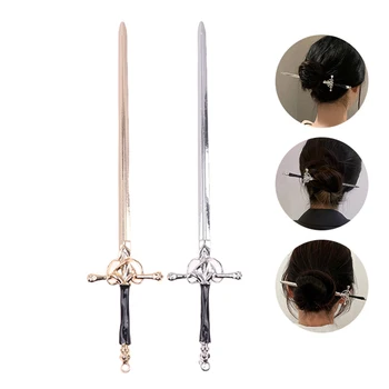 1 шт. металлическая шпилька с мечом в стиле панк, китайские простые палочки для волос, инструменты для создания причесок своими руками для девочек Woemn