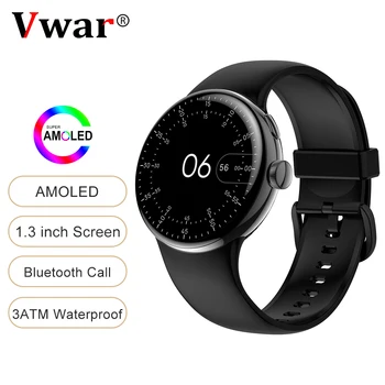 2023 Vwar Pixel Смарт-часы AMOLED Alway-on Display 3ATM Водонепроницаемые Bluetooth Call Music Health Smartwatch 45 мм для Мужчин и Женщин