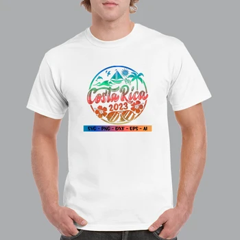 2023 Летняя Новая Модная Мужская футболка В стиле Пляжного отдыха С Принтом, Топ С коротким рукавом, Мужские Узоры Harajuku, Повседневная Хлопковая футболка