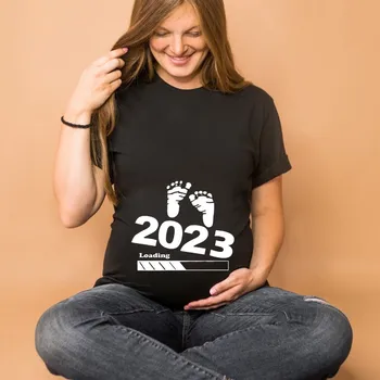 2023 Новая Футболка для беременных С Милым Принтом мамы, Черно-Белые Топы С Объявлением о беременности, Футболка Для беременных