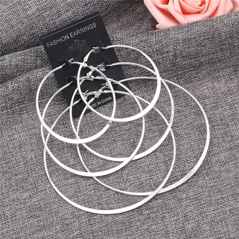 3 Пары/комплект посеребренных Больших круглых сережек-колец Женская мода Ювелирные изделия Подарок #235549