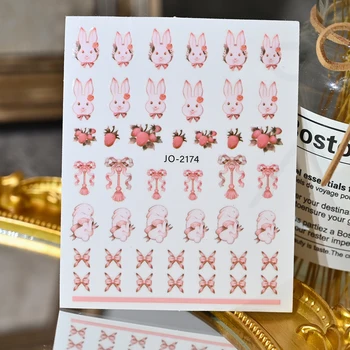 3 шт./компл. Наклейки в стиле рококо с милым животным рисунком, Кролик, Собака, Кошка, Свинья, 3D самоклеящаяся наклейка, дизайн ногтей, украшение для маникюра