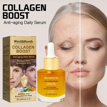 30 мл Антивозрастной сыворотки West & Month Advanced Collagen Boost для лица, Увлажняющая Подтягивающая Коллагеновая сыворотка для лица для всей кожи