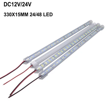 330X15MM Оптовая Продажа DC12V/24V 24/48 LED Light Strip Hard Жесткая Полоса Bar Light Алюминиевый корпус + крышка ПК 5730 Светодиодная Лента для DIY