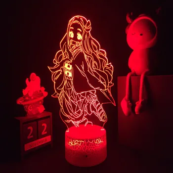 7/16 видов цветов Акриловая лампа Аниме Demon Slayer 3d ночник Kamado Nezuko led Настольная Лампа Для Украшения Детской Спальни манга подарок