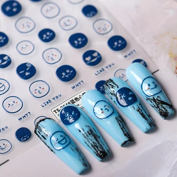 Blue Mood Design 5D Мягкие рельефные рельефы с тиснением, самоклеящиеся наклейки для дизайна ногтей, прекрасные 3D наклейки для маникюра Оптом