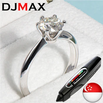 DJMAX Обручальные кольца из 100% настоящего муассанита с платиновым покрытием из стерлингового серебра 1 карат, 2 карата, 3 карата, Обручальные кольца с бриллиантами для женщин 2022 г.