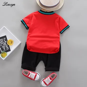 Lenoyn 2023, Новый детский комплект, Шорты с короткими рукавами для маленьких мальчиков, Летняя треугольная рубашка для девочек, Комплекты одежды для продвижения повседневной моды