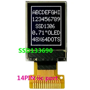 OLED-дисплей 0,71 дюйма с разрешением 64x48 пикселей 48*64 64*48 Белая подсветка порта IIC I2C SSD1306 14PIN Интерфейс UG-4864TSWEG04