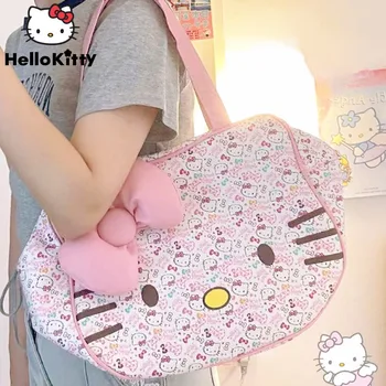 Sanrio Hello Kitty Sweet Trend Розовые Сумки-Тоут Для Женщин, Модная Корейская Сумка Y2k Shoulser, Большая Вместительная Сумка-Шоппер Из Искусственной Кожи