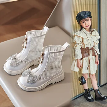 bota infantil, детские Модные ботинки, Летние Новые теннисные ботинки для девочек, крутые ботинки принцессы для больших детей, модные ботильоны для девочек, детская обувь bota