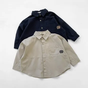deer jonmi 2022 Весенние рубашки с вышивкой для маленьких мальчиков в корейском стиле, Свободные топы с длинными рукавами, Детская повседневная рубашка оверсайз