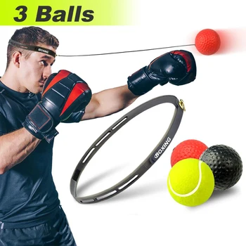 Боксерский рефлекторный мяч для скоростного удара 3 сложности Боксерское оголовье для фитнеса Тренажеры для повышения ловкости при тренировках детей и взрослых