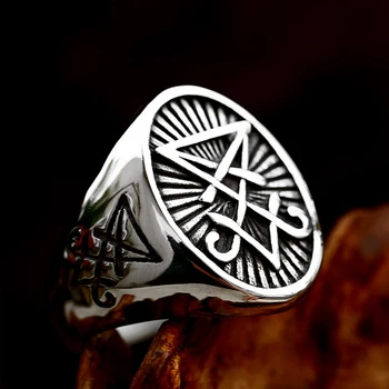 Винтажное модное мужское кольцо с печаткой Люцифера из нержавеющей стали, уникальное кольцо-амулет в стиле панк, хип-хоп, байкерские украшения, подарки, прямая поставка