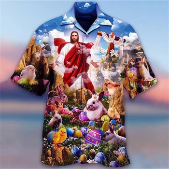 Винтажные рубашки с лацканами с принтом, мужская летняя однобортная рубашка с животным рисунком, дышащая рубашка, пляжная повседневная рубашка с короткими рукавами.