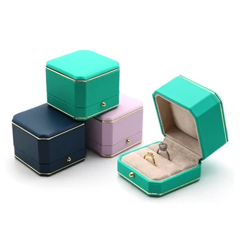 Восьмиугольная Шкатулка для драгоценностей из искусственной кожи в Пномпене, Обручальное кольцо, коробка с двойным кольцом, ожерелье, Медальон, Креативная коробка для колец-гвоздиков