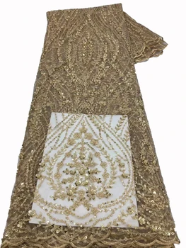 Высококачественная ткань с плоской вышивкой из бисера, пайеток, винтажные кружевные платья-чонсам, ткань для платья своими руками, 5 ярдов