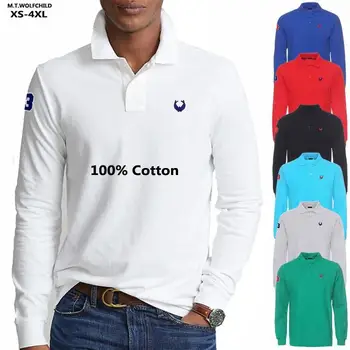 Высококачественные Мужские рубашки поло из 100% хлопка, весна-осень, поло Homme, мужская спортивная одежда, топы с лацканами, модная мужская одежда, мужская рубашка