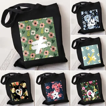 Граффити, абстрактный цветок, смайлик, женские холщовые сумки через плечо, сумки Harajuku, сумки-тотализаторы, Эко-шоппер, многоразовая хлопковая сумка для покупок.