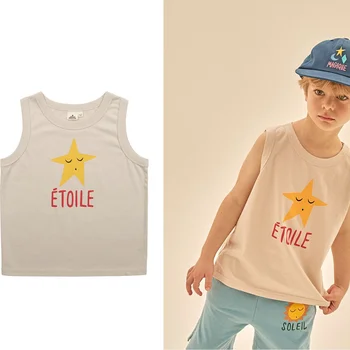 Детская одежда, летняя футболка для мальчиков, майка со звездным принтом 2023 года выпуска