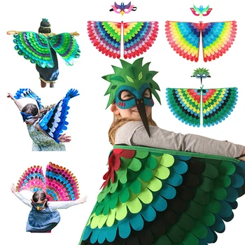 Детский костюм животного Птицы, войлочные крылья с маской, косплей, костюмы на Хэллоуин, Карнавальный костюм с крыльями бабочки, Комплект