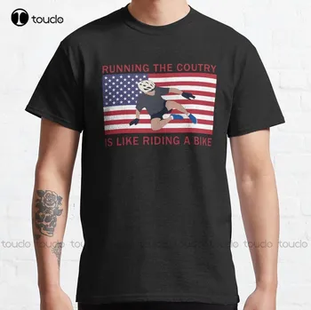 Джо Байден падает с велосипеда Классическая футболка Мужские рубашки Повседневные Xs-5Xl Модные креативные футболки для отдыха из дышащего хлопка