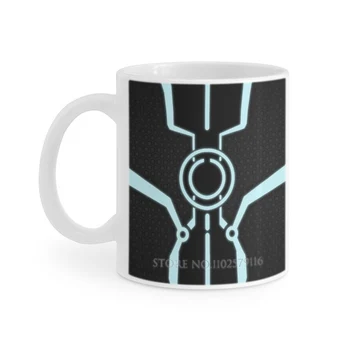 Дизайн в стиле Tron, Белая Кружка с забавным принтом, Подарочная чашка для чая, Персонализированные Кофейные кружки, вдохновленные научной фантастикой Flynn Glow Tech Future