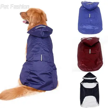 Дождевик для собак, Водонепроницаемая куртка с капюшоном, пончо от дождя, Дождевик для домашних животных, Одежда со светоотражающей полосой, Аксессуары для дождевиков для собак на открытом воздухе