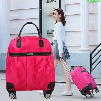 Женская дорожная сумка для багажа, сумки-тележки для девочек, водонепроницаемая Оксфордская тележка на колесиках, чемодан Леди на колесиках