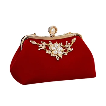 Женская сумочка с бриллиантами и жемчугом, винтажная вечерняя сумочка с хрустальным цветком, свадебная вечеринка, клатч для невесты, кошелек