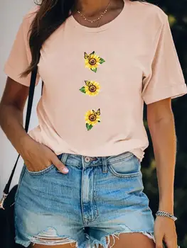 Женская футболка с коротким рукавом и бабочкой, графическая футболка, женская повседневная модная одежда 90-х, Женские футболки с принтом