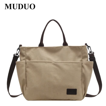 Женская холщовая сумка muduo soild color, модные женские эко-сумки для покупок в продуктовых магазинах с простым буквенным принтом, новинка 2023 года