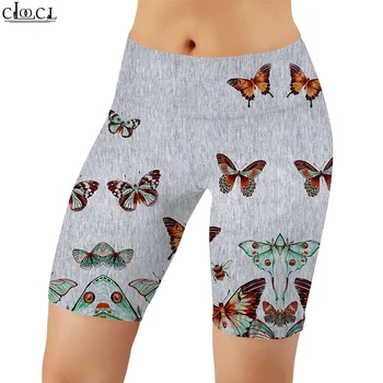 Женские леггинсы CLOOCL, винтажные женские шорты с 3D-графическим принтом и бабочкой, повседневные женские штаны для бега с эффектом пуш-ап на открытом воздухе