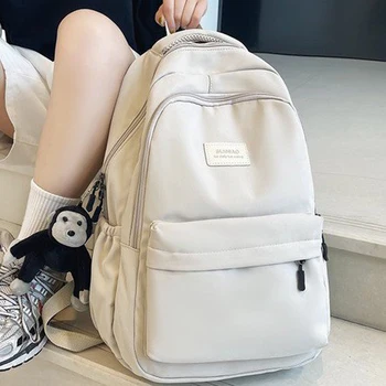 Женский рюкзак, однотонная повседневная женская сумка с несколькими карманами, высококачественный школьный ранец для девочки-подростка, рюкзак для книг