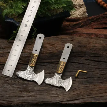 Заготовки мини-топора из дамасской стали Портативный походный нож с фиксированным лезвием, Полуфабрикат для выживания, Запчасти для инструментов