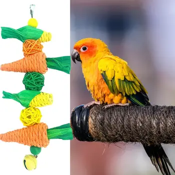 Игрушка для жевания птиц Износостойкая игрушка для жевания попугаев с колокольчиком в форме моркови Игрушка для укуса птиц Товары для домашних животных