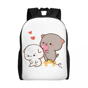 Индивидуальный рюкзак для сушки волос Peach и Goma Mochi Cat для мужчин и женщин, повседневная сумка для книг для школы, сумки для колледжа