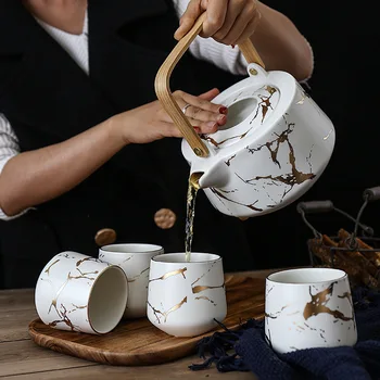 Керамический бытовой чайный сервиз с зажимным сиденьем, черно-белый, в японском стиле, чайная чашка, с зажимным сиденьем в виде саранчи