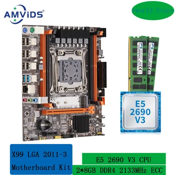 Комплект материнской платы X99 Xeon с Intel LGA 2011-3 E5 2690 V3 и 2 * 8GB DDR4 2133MHz RECC Memory Combo Set SATA3.0 USB3.0 M.2 NVME