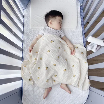 Красивое детское мягкое одеяло для купания, Пеленание новорожденного, Защита от ударов, Ветрозащитное одеяло для детской коляски из органического хлопка