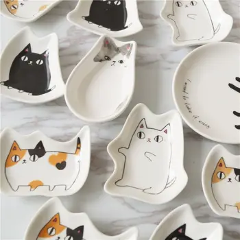 Креативное Керамическое Блюдо для приправ, Японская Посуда, Блюдо для котенка с соевым соусом, Блюдце для макания, Тарелка для домашней кухни