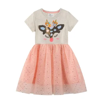 Летняя новая европейская и американская детская одежда 2023 г. Платье для девочек детское платье из мультяшной сетки