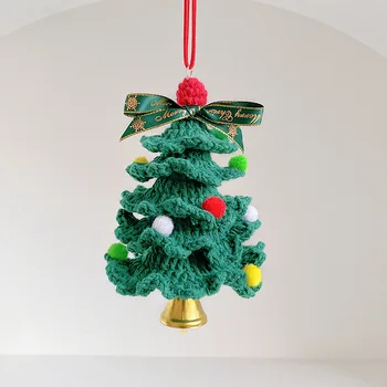 Милая подвеска в виде рождественской елки для автомобиля, Рождественская елка, связанная крючком для декора автомобиля, Украшение для автомобиля, Аксессуары для подвешивания зеркала заднего вида