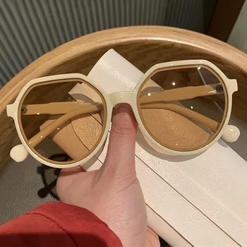 Модные солнцезащитные очки 2023 года в персонализированной круглой оправе Солнцезащитные очки Ins модного карамельного цвета в большой оправе Солнцезащитные очки для мужчин и женщин