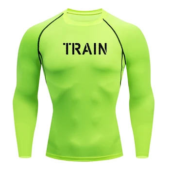 Мужская компрессионная футболка для бега, бодибилдинга, фитнеса, обтягивающие спортивные рубашки для бега трусцой с длинным рукавом, быстросохнущая спортивная одежда