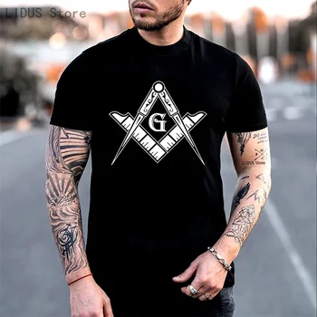 Мужская футболка с логотипом масонов - квадрат и символ компаса