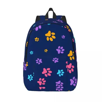 Мужской женский рюкзак, школьный рюкзак большой емкости для учащихся, красочная школьная сумка с отпечатком собачьей кошачьей лапы