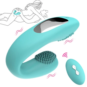 Мультистимулирующий U-образный носимый вибратор для пениса для женщин, беспроводной фаллоимитатор с дистанционным управлением, вибрирующая точка G, секс-игрушки для женщин